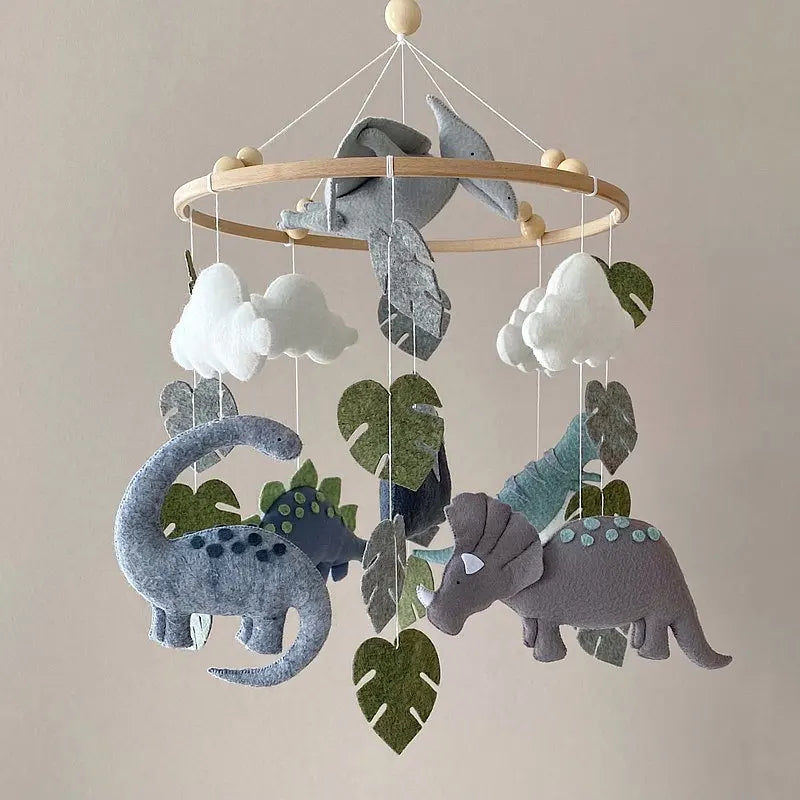 Dinosaur Felt Baby Mobile Jurassic Nurse Hanging Decor Dino Baby Mobile Neutral