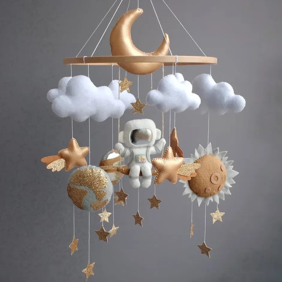 Space Baby Mobile Felt Planet Crib Mobile Kids Shower Gift Craft Bed Cot Hanging Mobile Astronaut