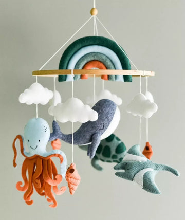 Ocean Felt Baby Mobile Whale Nurse Mobile under the Sea Felt Crib Mobile