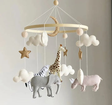 Baby Mobile Neutral Animals Africa Nurse Mobile Felt Africa Safari Giraffe Zebra Elephant Crib Mobile