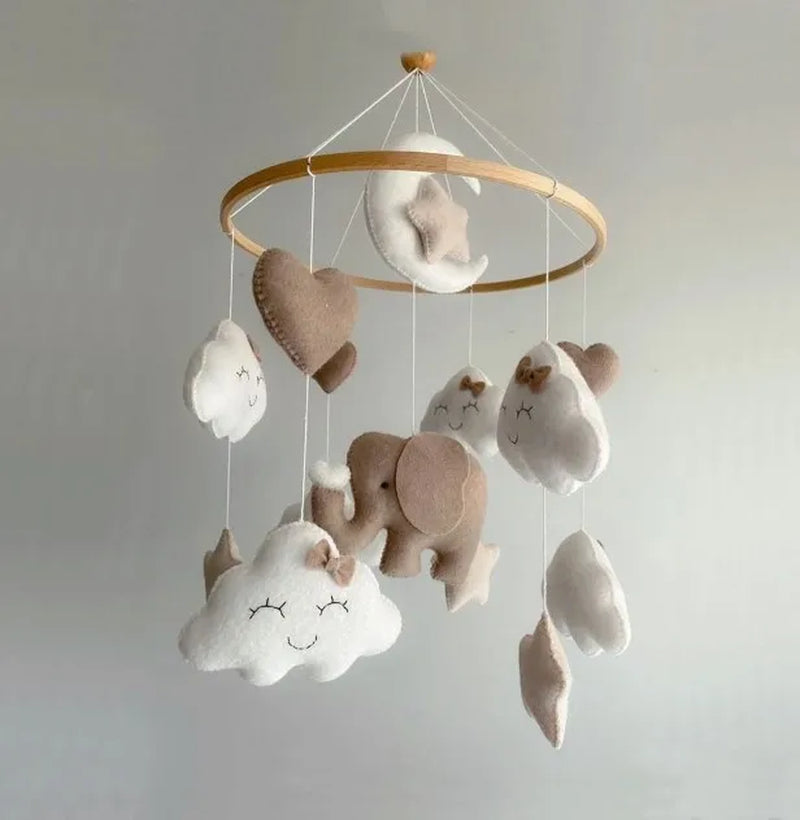 Elephant Felt Baby Mobile Nurse Crib Mobile Neutral Cloud Mobile