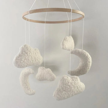 Boucle Baby Crib Mobile Moon and Cloud Cot Mobile Cloud Nurse Decor Baby Mobile Neutral